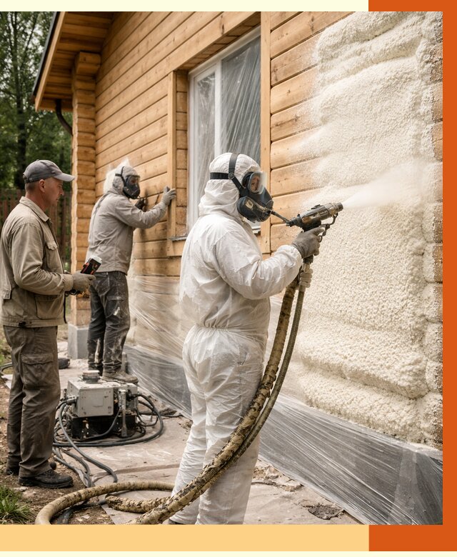 Утепление дома из бруса ППУ в Южноуральске от 4210 руб/м2 под ключ | ТепломастерЖрк